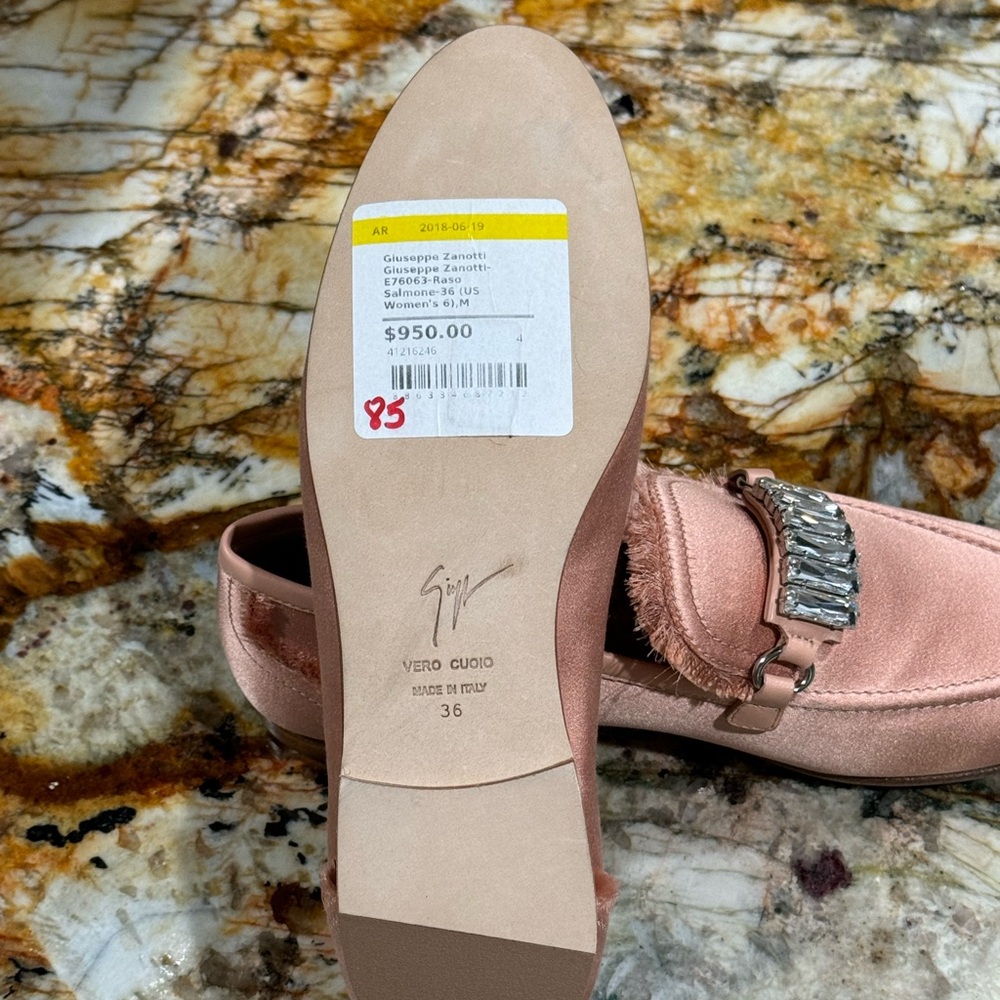 Giuseppe Zanotti Blush Pink NIB Slipper Flats ➡️SEE Size Notes $950 Raso Salmone - Picture 16 of 16
